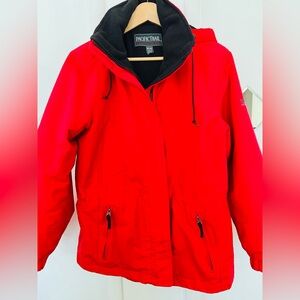 Pacific Trail Red Hooded Outdoor  women’s Jacket with Black Lining size M
